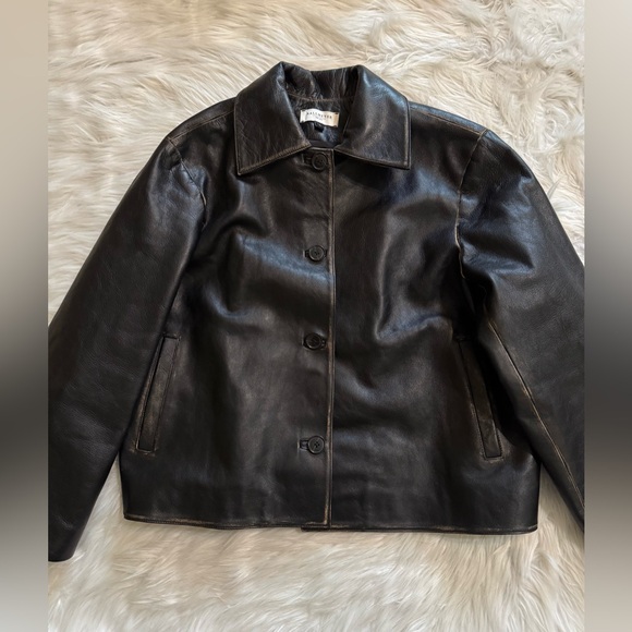 Kallmeyer Remi Cropped Jacket Leather Black Distressed Large - Picture 3 of 9